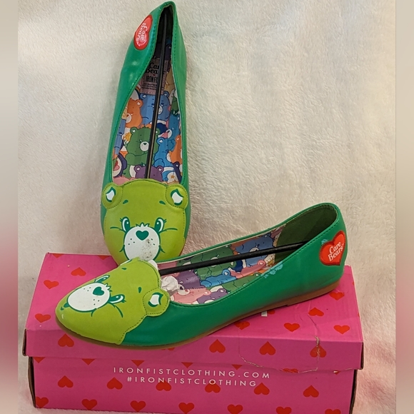 NEW RARE Good Luck Care Bear Iron Fist Green Ballet Flats US 10 11 UK 43 - Picture 5 of 16